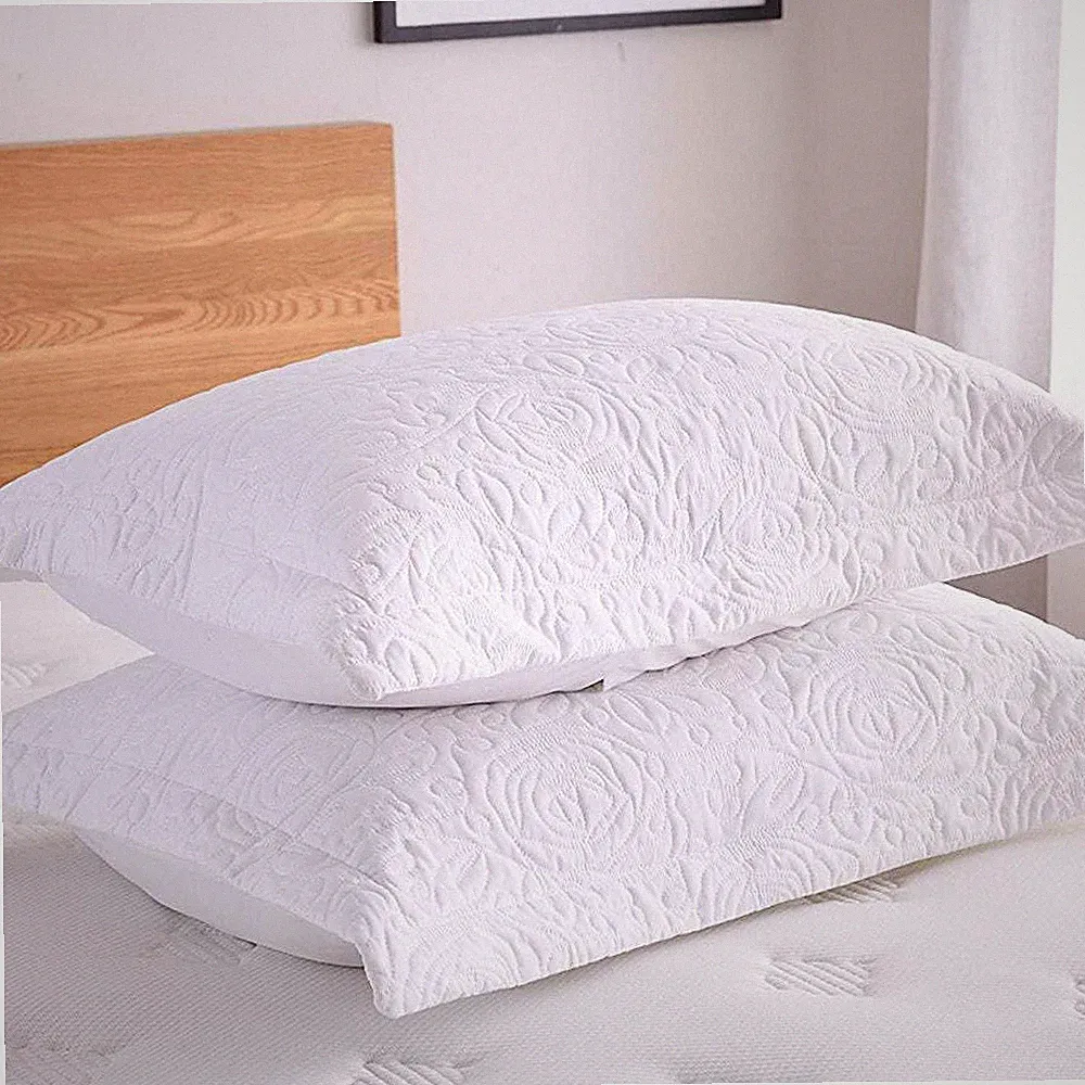 2PCS Embroidered Queen Decorative Microfiber Pillow Shams Set Standard Size