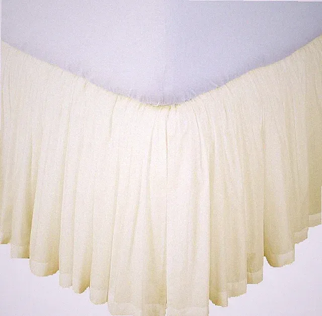 3 Side Solid Ivory Dust Ruffle Bed Skirt Open Corner 610 TC Cotton, US Bed Size