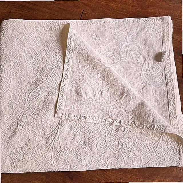 Chambers Ivory King Coverlet Bedspread Textured Floral 86" x 102" 100% Cotton