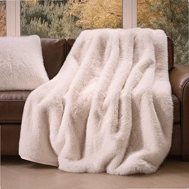 EVERGRACEHOME Faux Mink Fur Throw Blanket 60x80 Ultra Soft Plush Reversibl New
