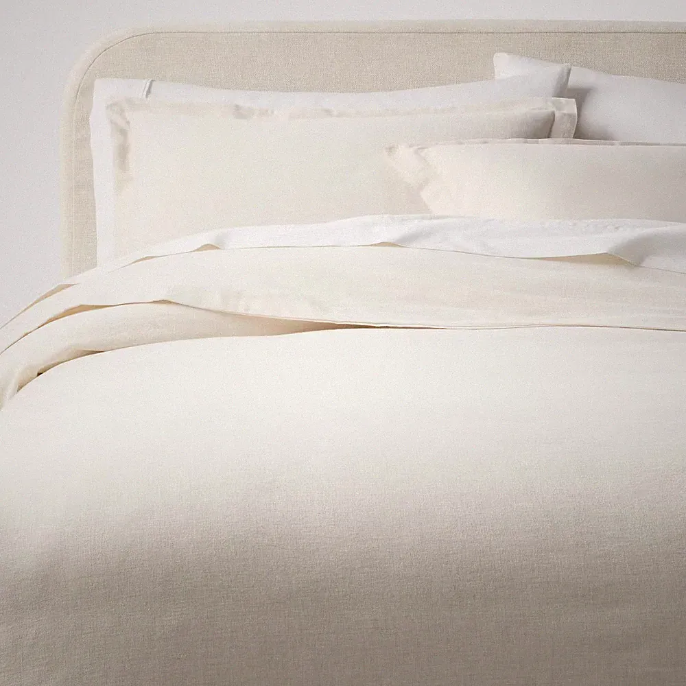 King Casual Textured Cotton Duvet Cover and Sham Set Ivory - Threshold