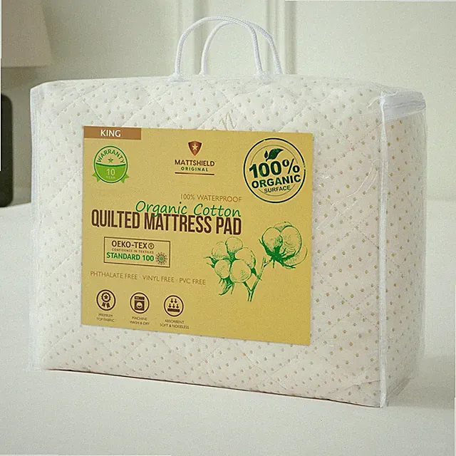 Luxury Organic Waterproof King Mattress Pad - Soft, Breathable, Deep Pocket