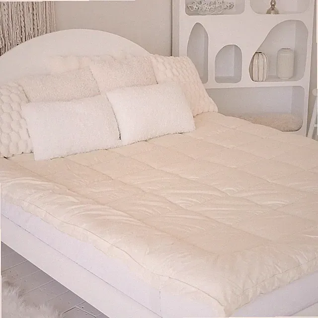 Merino Wool Mattress Topper - 1" Thick, Breathable, Ivory Full 54x75