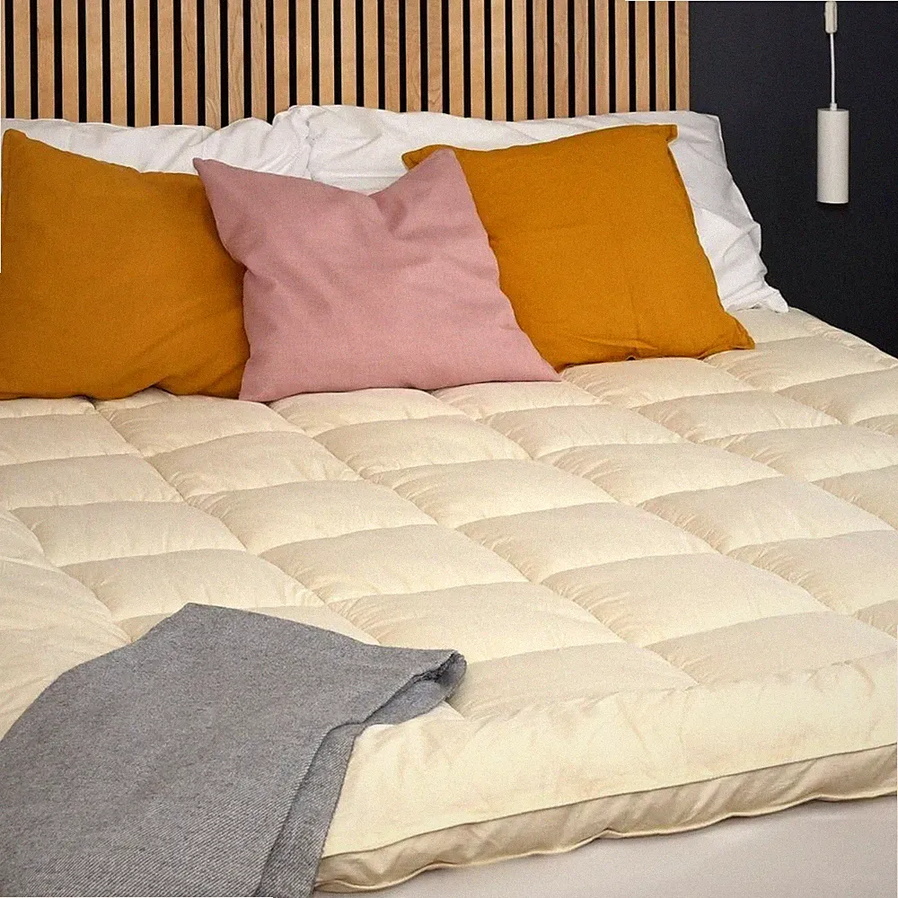 Merino Wool Mattress Topper for Back Pain Relief - Ivory Queen 60x80 Inches