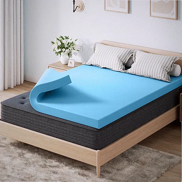 OhGeni Memory Foam Mattress Topper Pad, Queen, 2" (Cover + Topper) Pale White