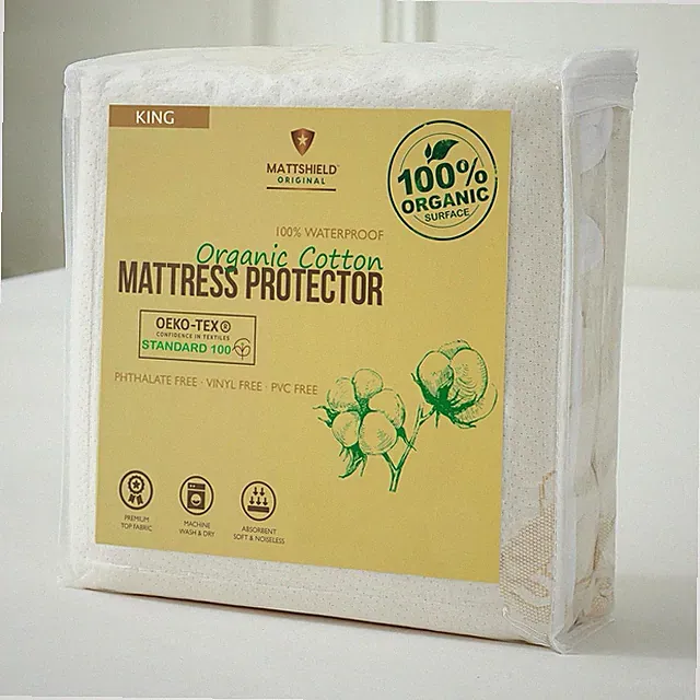 Organic Waterproof King Mattress Protector - Soft, Noiseless, Deep Pocket Design