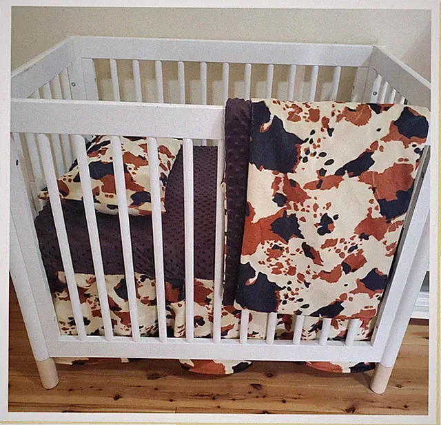 Pony Print Cowboy Style Baby Bedding Western Crib Bedding Set