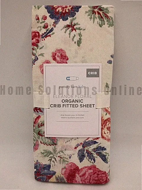 Pottery Barn Baby Eleanor Floral Organic Crib Fitted Sheet Ivory Multi #9975H