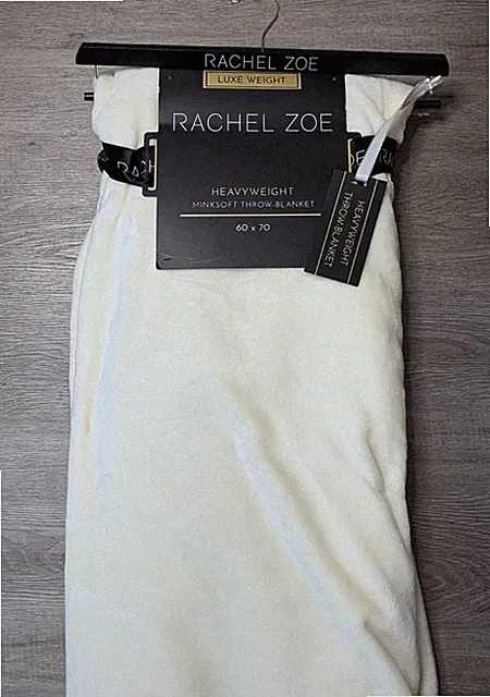 Rachel Zoe Luxe Minksoft Heavyweight 60” x 70” Ivory Cream Throw Blanket New