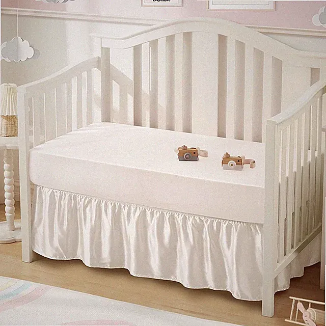 Set Satin Crib Sheets & Crib Bed Skirt, Silky Soft Ruffled Baby