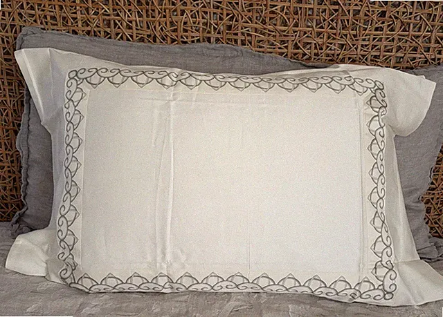 Tribute Goods Fine Luxury Linens Bordered Ivory Moonstone Standard Shams Pair