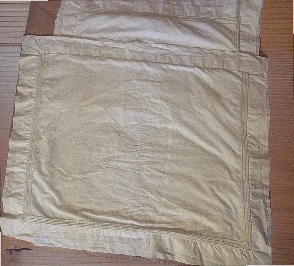 Two Cottimaryanne Ivory Pillow Shams, Made In Italy, Wonderful Fabric 24” X 30”
