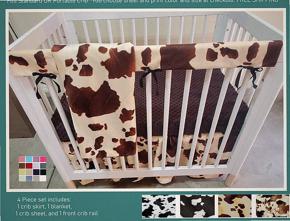 Western Baby Bedding Set Cow Print Baby Cowboy crib (Standard or Portable crib)