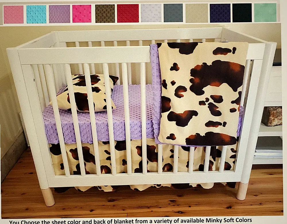 Western Crib Bedding Set Brown Cow Print Baby Bedding (standard OR portable)