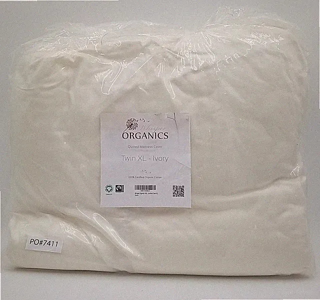 Whisper Organics 100% Cotton Quilted Mattress Cover, Ivory, TWIN XL - NEW
